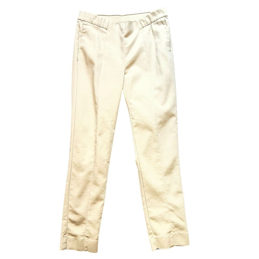 J. Jill Womens Essential Slim Ankle Pants 4 Beige Cotton Blend Stretch Trouser